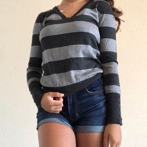 Black and gray striped sweater